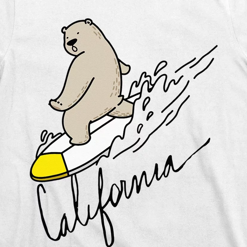 Cute Bear Surfing Tee California Bear State Flag Cali Love T-Shirt