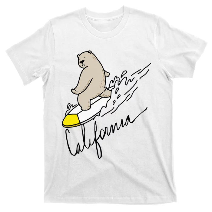 Cute Bear Surfing Tee California Bear State Flag Cali Love T-Shirt