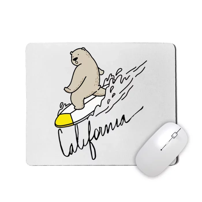 Cute Bear Surfing Tee California Bear State Flag Cali Love Mousepad