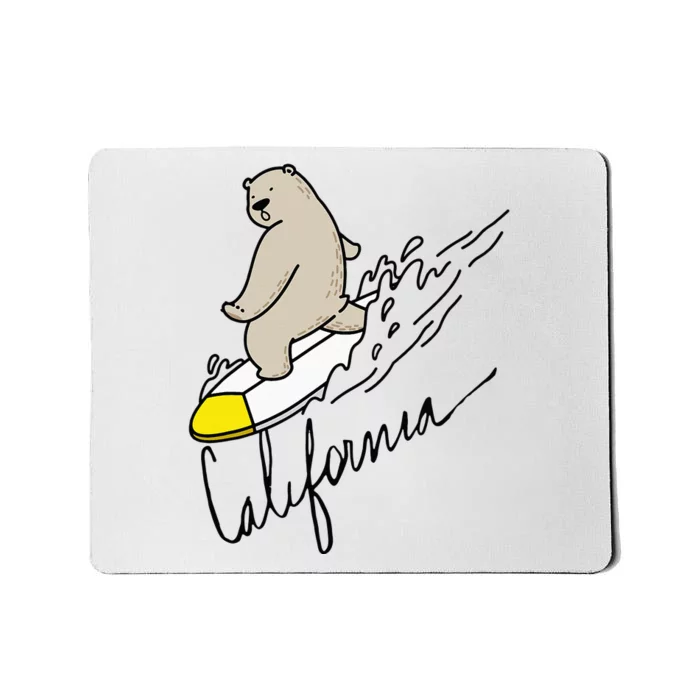 Cute Bear Surfing Tee California Bear State Flag Cali Love Mousepad