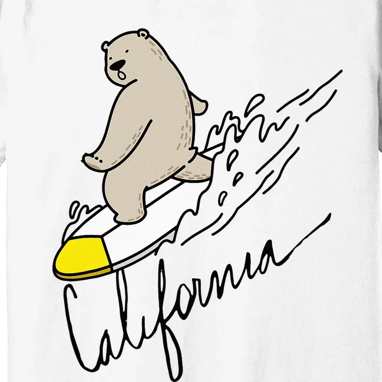 Cute Bear Surfing Tee California Bear State Flag Cali Love Premium T-Shirt