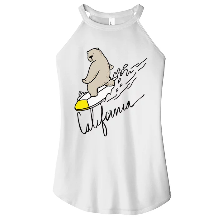 Cute Bear Surfing Tee California Bear State Flag Cali Love Women’s Perfect Tri Rocker Tank