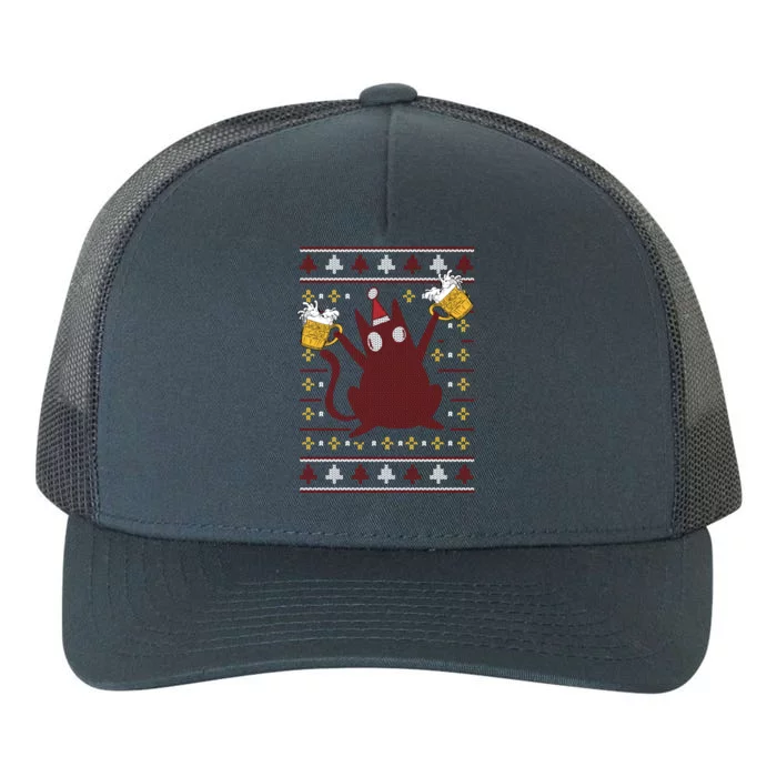 Cat Beer Saying Pew Pew Madafakas Funny Gift Ugly Christmas Cute Gift Yupoong Adult 5-Panel Trucker Hat