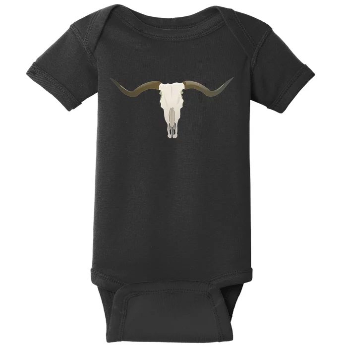 Cow Bull Steer Skull Cattle Longhorn Western Baby Bodysuit