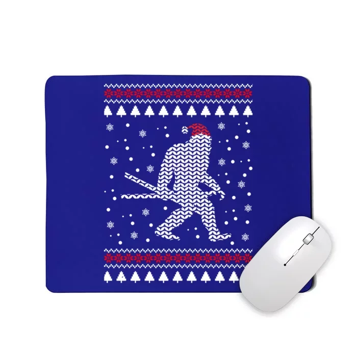 Christmas Bigfoot Skier Carrying Skiis Funny Xmas Skiing Gift Mousepad