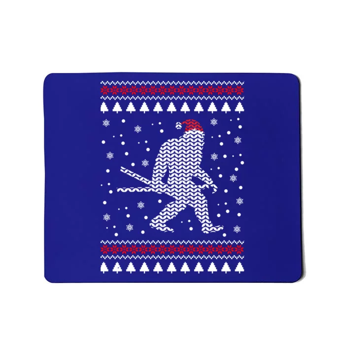 Christmas Bigfoot Skier Carrying Skiis Funny Xmas Skiing Gift Mousepad