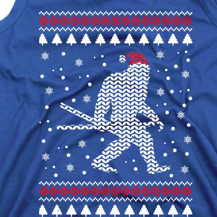 Christmas Bigfoot Skier Carrying Skiis Funny Xmas Skiing Gift Tank Top