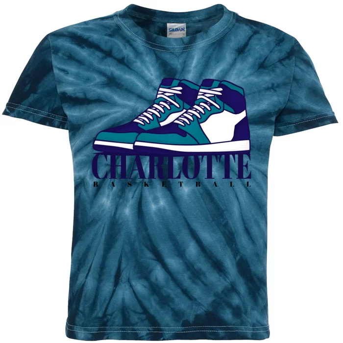 Charlotte Basketball Sneakers Kids Tie-Dye T-Shirt