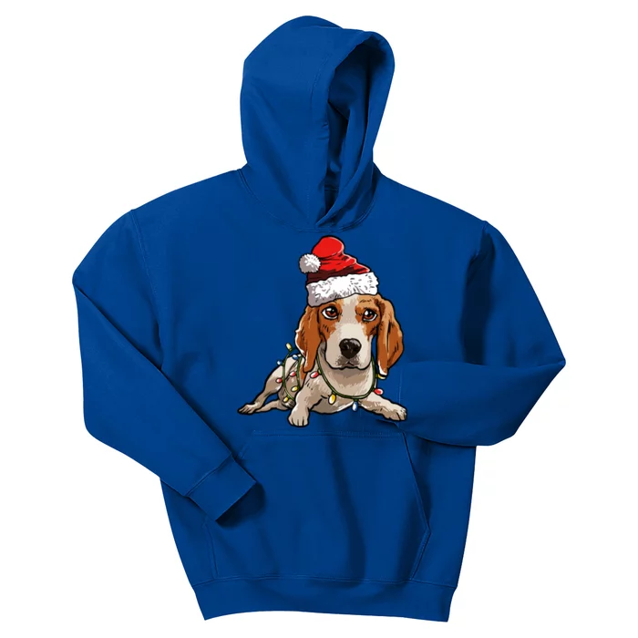 Cute Beagle Santa Christmas Tree Lights Xmas Cool Gift Kids Hoodie