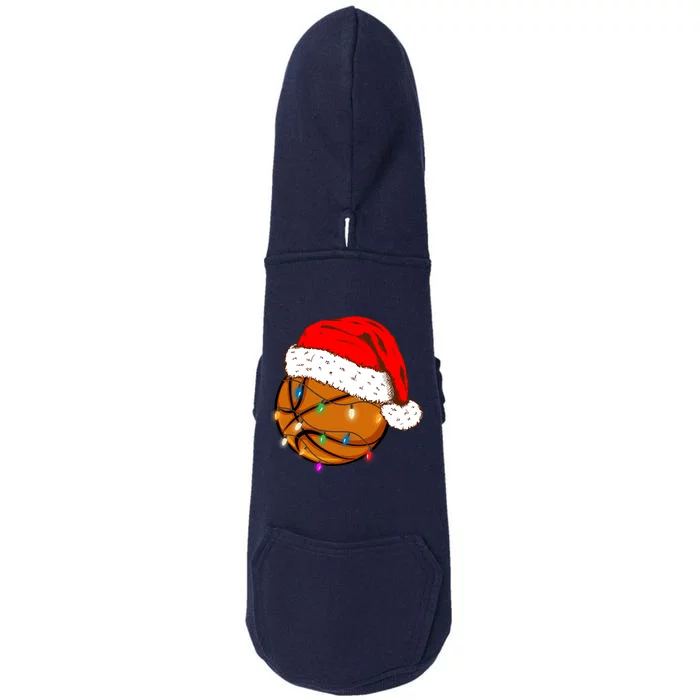 Christmas Basketball Santa Hat Funny Sport Xmas Boy Doggie 3-End Fleece Hoodie