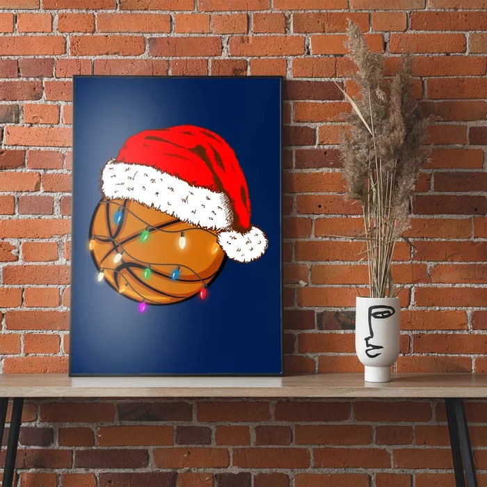 Christmas Basketball Santa Hat Funny Sport Xmas Boy Poster