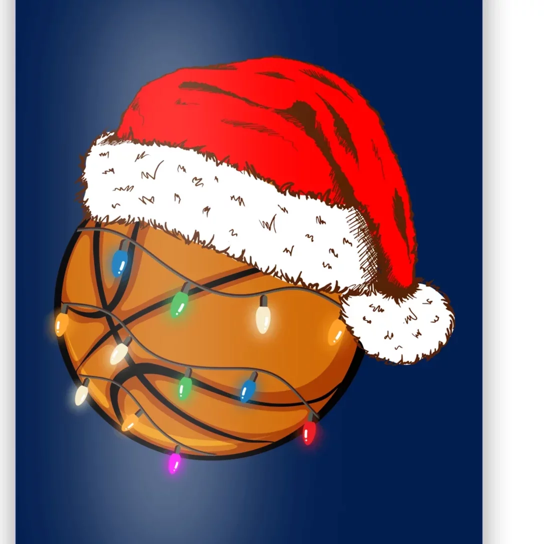 Christmas Basketball Santa Hat Funny Sport Xmas Boy Poster