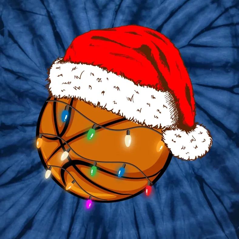 Christmas Basketball Santa Hat Funny Sport Xmas Boy Tie-Dye T-Shirt