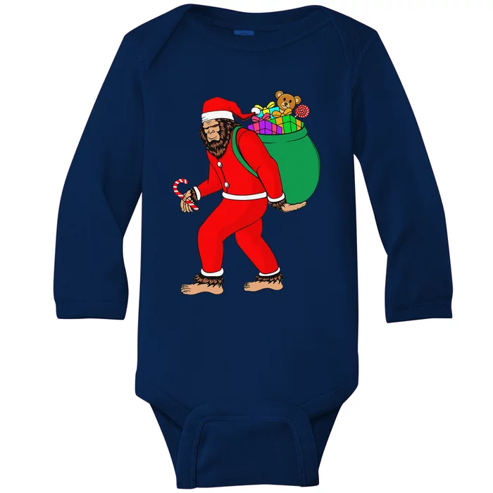 Christmas Bigfoot Santa Sacks Christmas Bag Sasquatch Xmas Baby Long Sleeve Bodysuit