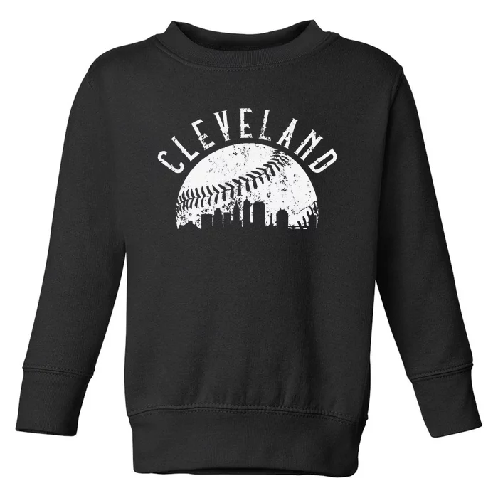 Cleveland Baseball Softball City Ohio Retro Cleveland Toddler Sweatshirt