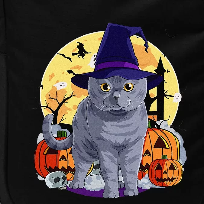 Cute British Shorthair Cat Halloween Witch Pumpkin Impact Tech Backpack