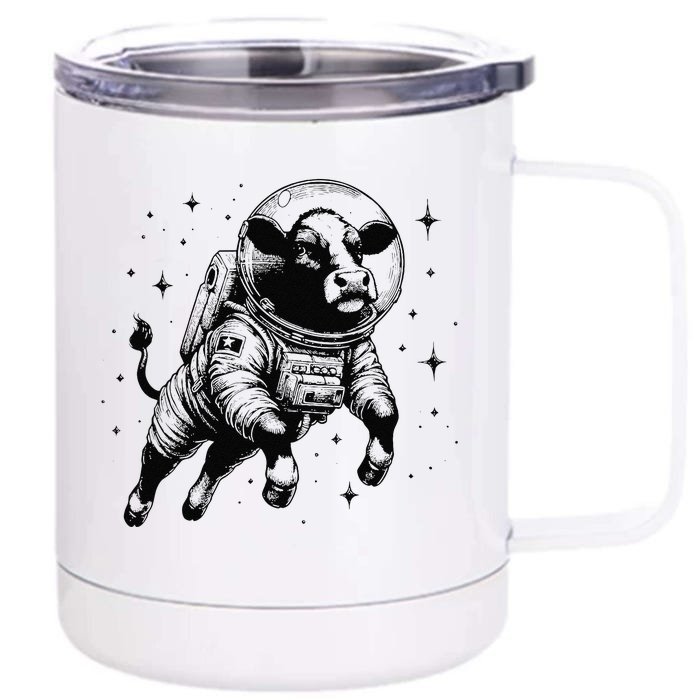 Cow Breeder Space Astronaut Red Angus Cattle Front & Back 12oz Stainless Steel Tumbler Cup