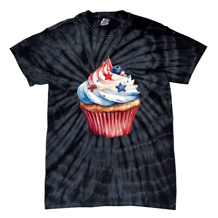 Cupcake Baking Sweet Cupcakes 4th Of July Tie-Dye T-Shirt