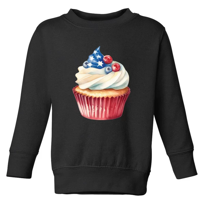 Cupcake Baking Sweet Cupcakes 4th Of July Toddler Sweatshirt