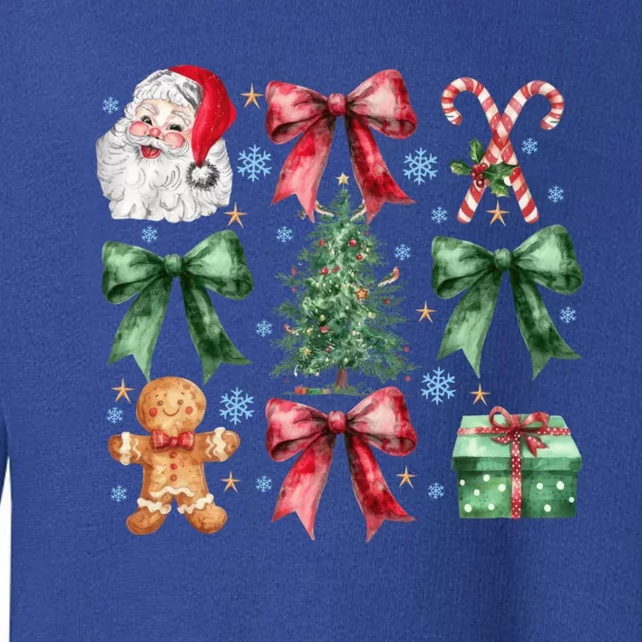 Coquette Bow Santa Christmas Tree Christmas Vibes Cool Gift Toddler Sweatshirt