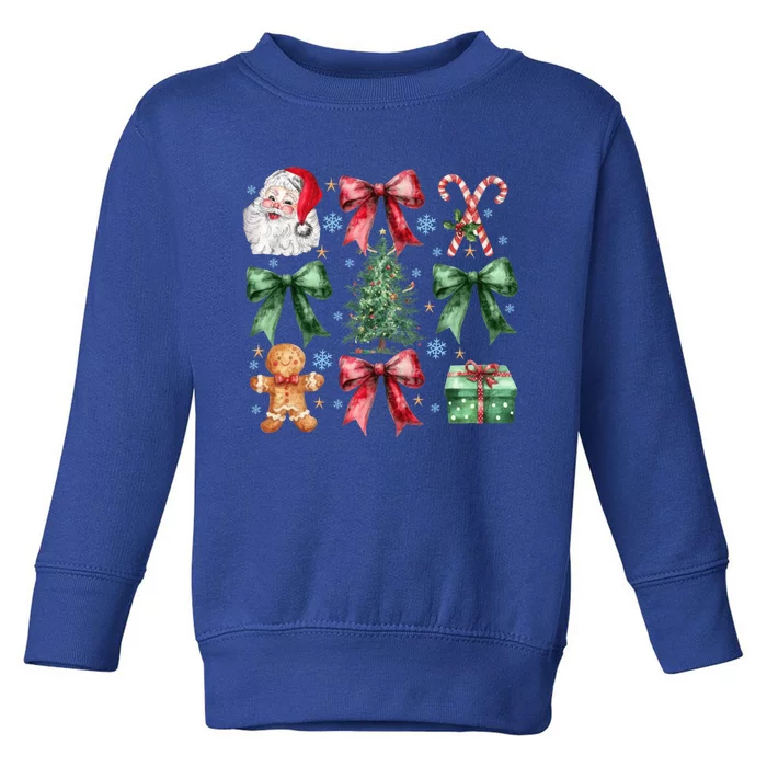 Coquette Bow Santa Christmas Tree Christmas Vibes Cool Gift Toddler Sweatshirt