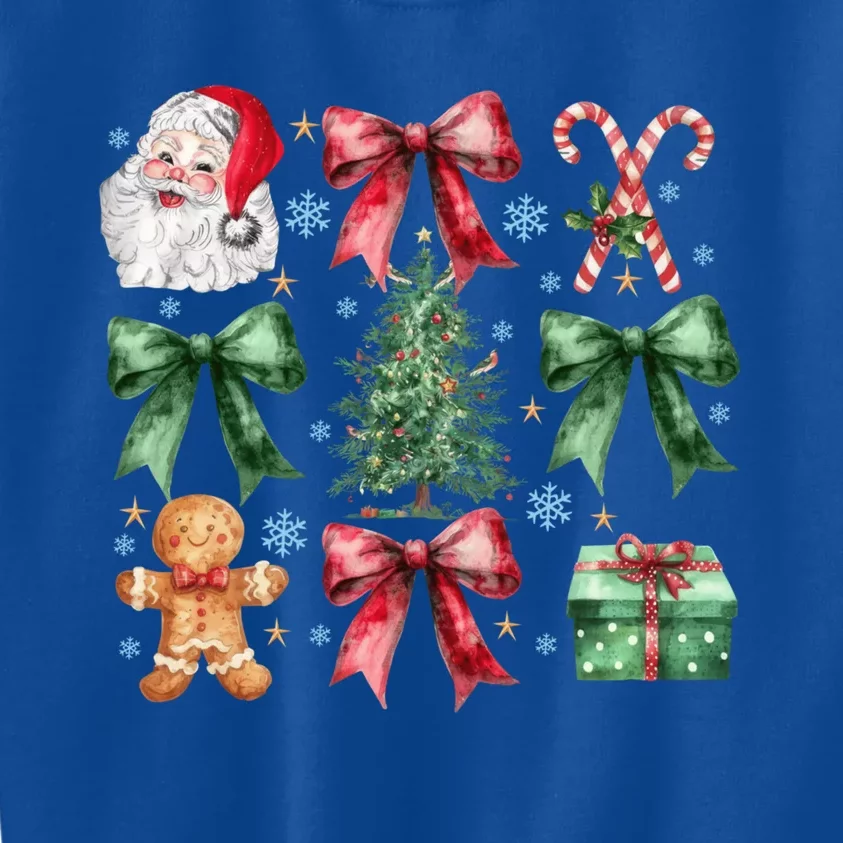 Coquette Bow Santa Christmas Tree Christmas Vibes Cool Gift Kids Sweatshirt