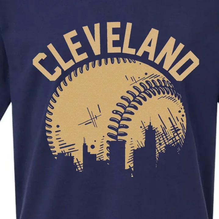 Cleveland Baseball Skyline Ohio Player Coach Fan Sueded Cloud Jersey T-Shirt