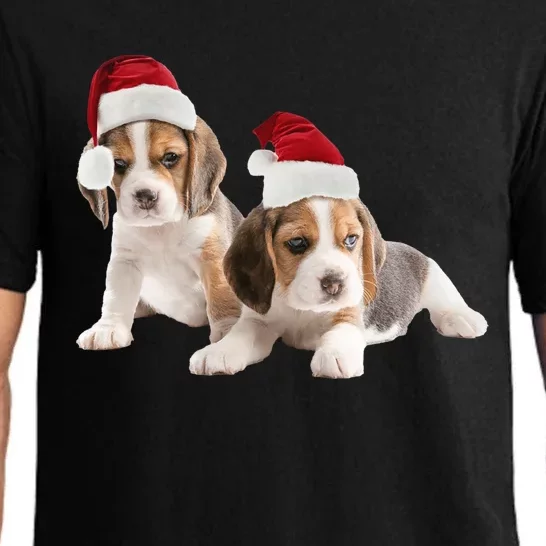 Cute Beagle Santa Hat Image Christmas Dog Dad Beagle Mom Gift Pajama Set