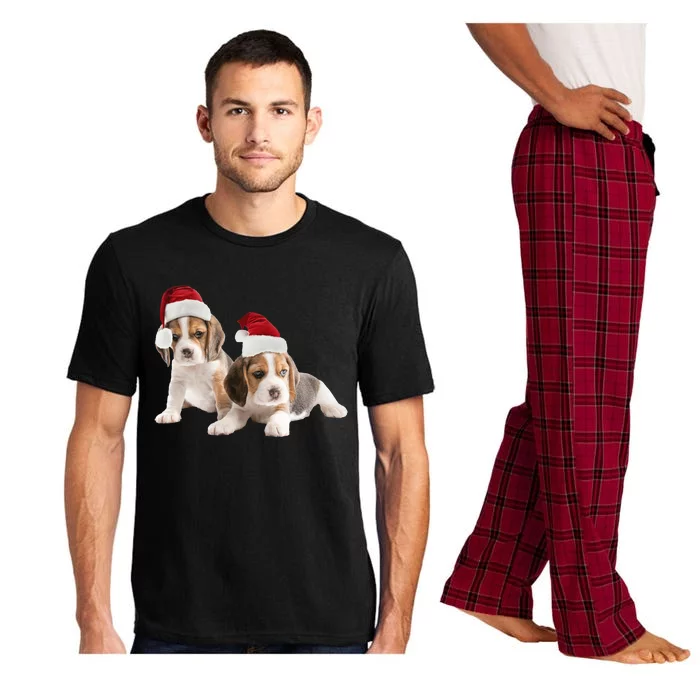 Cute Beagle Santa Hat Image Christmas Dog Dad Beagle Mom Gift Pajama Set