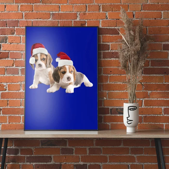 Cute Beagle Santa Hat Image Christmas Dog Dad Beagle Mom Gift Poster