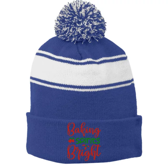 Christmas Baking Spirits Bright Cute Family Matching Holiday Gift Stripe Pom Pom Beanie