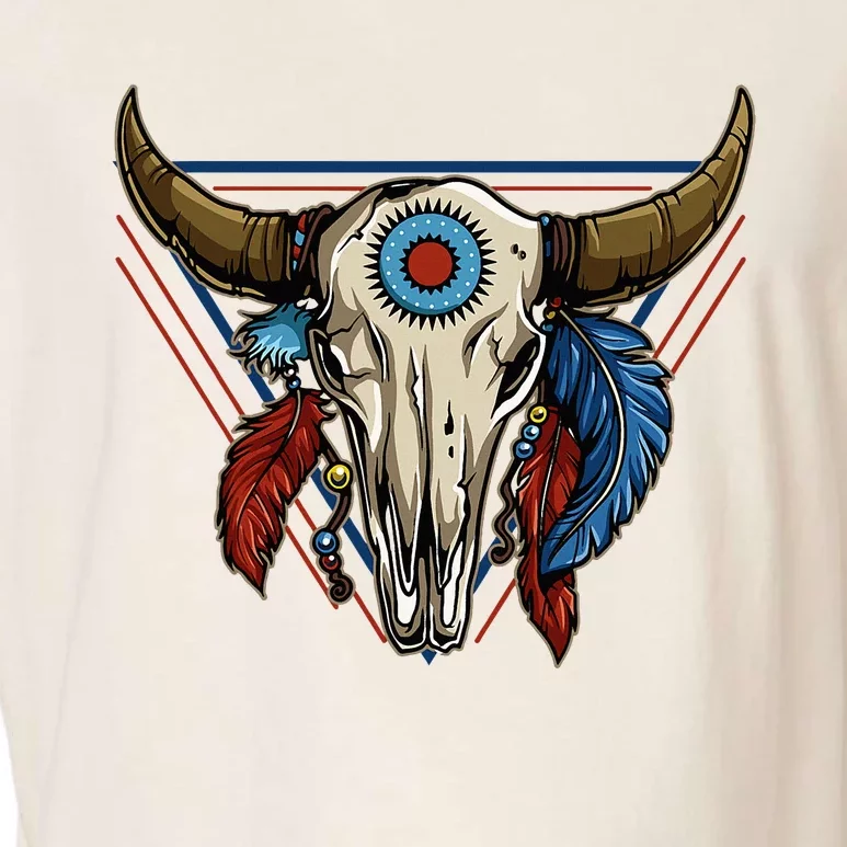 Classic Buffalo Skull Native American Tribe Totem Garment-Dyed Women's Muscle Tee