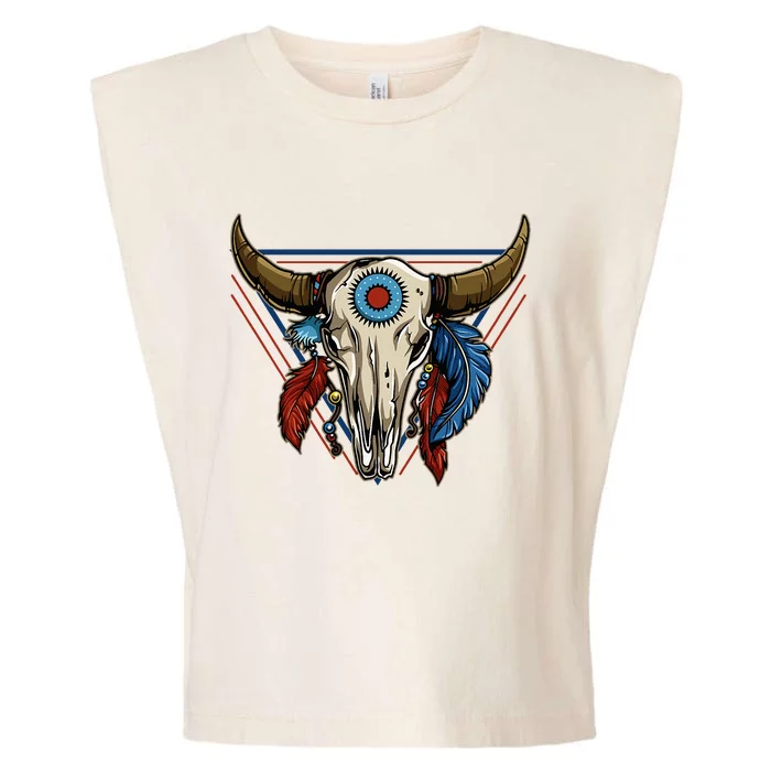 Classic Buffalo Skull Native American Tribe Totem Garment-Dyed Women's Muscle Tee