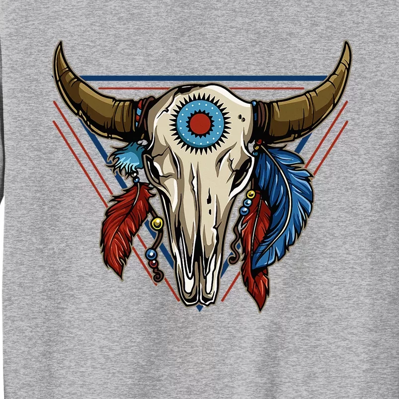 Classic Buffalo Skull Native American Tribe Totem Tall Sweatshirt