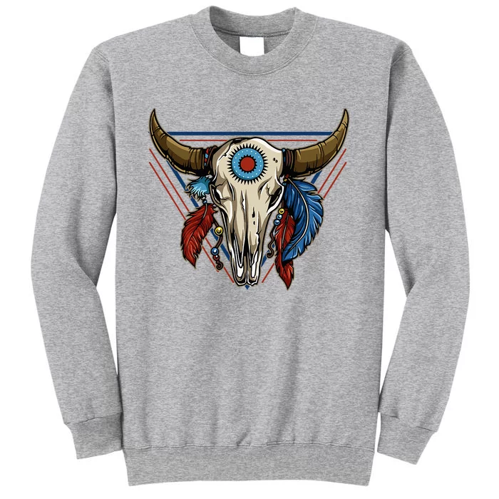 Classic Buffalo Skull Native American Tribe Totem Tall Sweatshirt