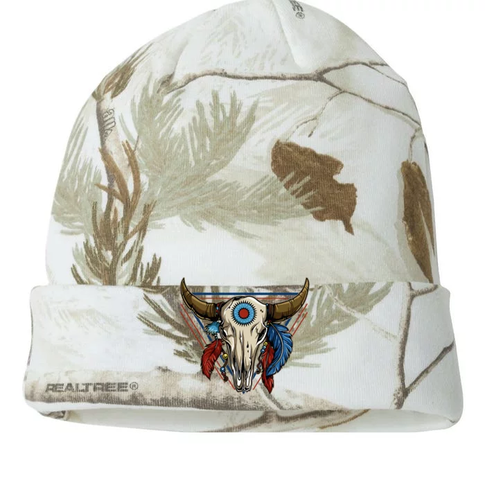 Classic Buffalo Skull Native American Tribe Totem Kati - 12in Camo Beanie