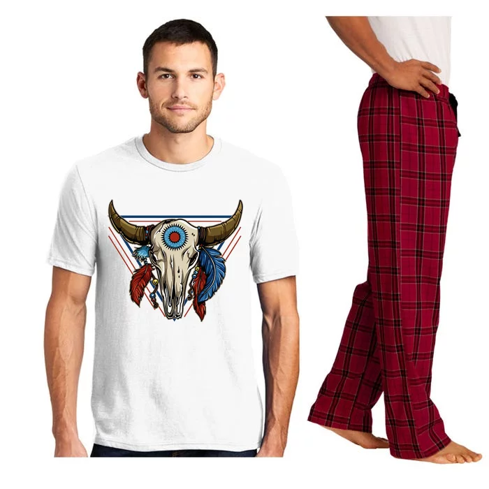 Classic Buffalo Skull Native American Tribe Totem Pajama Set