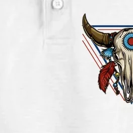 Classic Buffalo Skull Native American Tribe Totem Dry Zone Grid Performance Polo