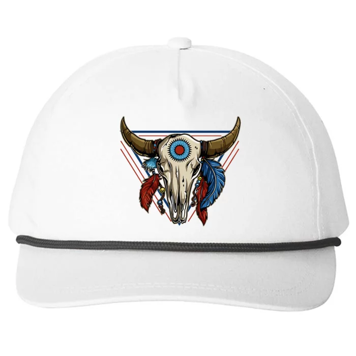 Classic Buffalo Skull Native American Tribe Totem Snapback Five-Panel Rope Hat