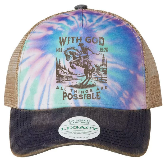 Cowboy Bible Scripture Verse Western Jesus For Faith Legacy Tie Dye Trucker Hat