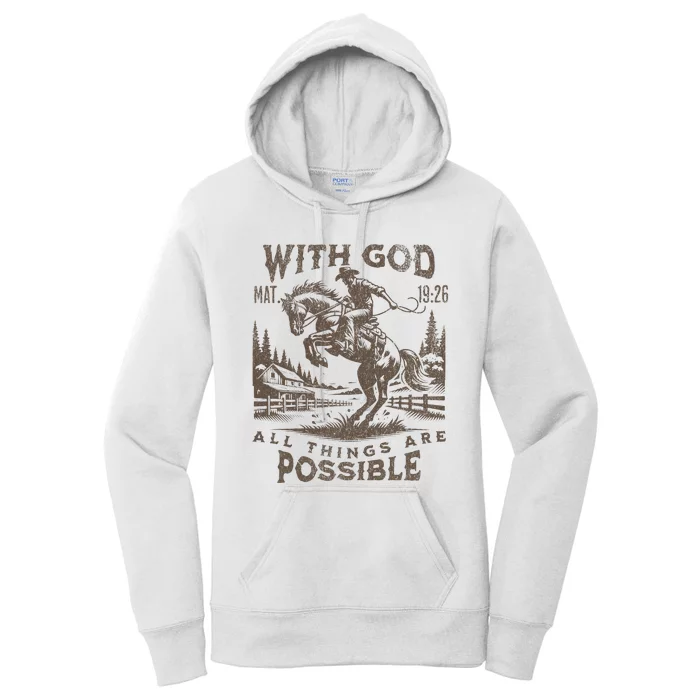 Cowboy Bible Scripture Verse Western Jesus For Faith Women's Pullover Hoodie