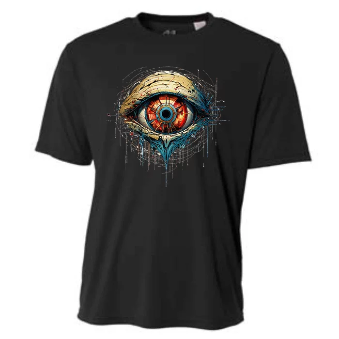 Comic Book Style Eyeball Cooling Performance Crew T-Shirt