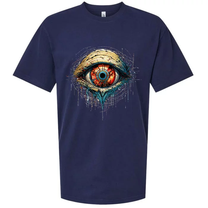 Comic Book Style Eyeball Sueded Cloud Jersey T-Shirt