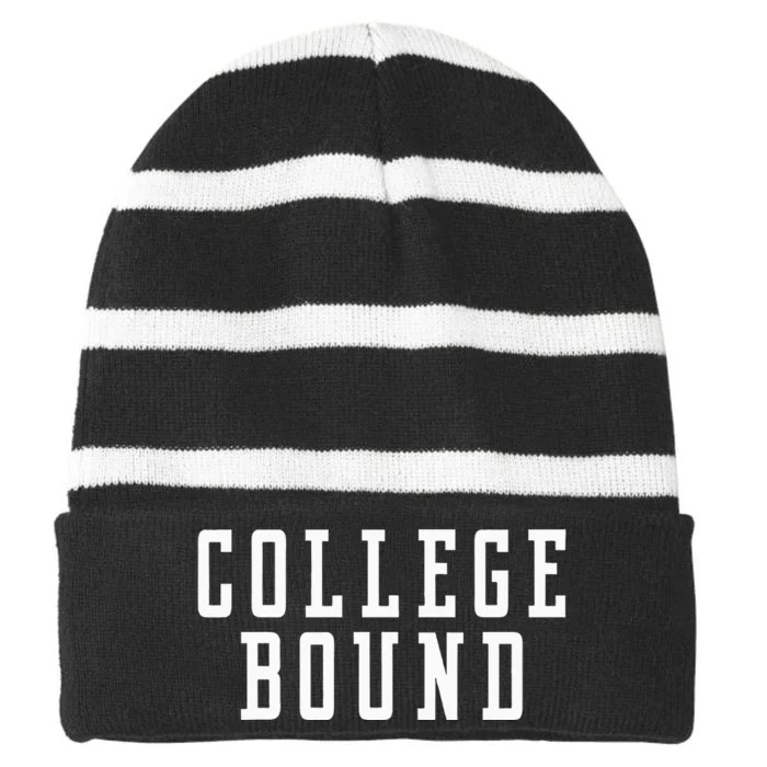 College Bound Student Announcement Striped Beanie with Solid Band