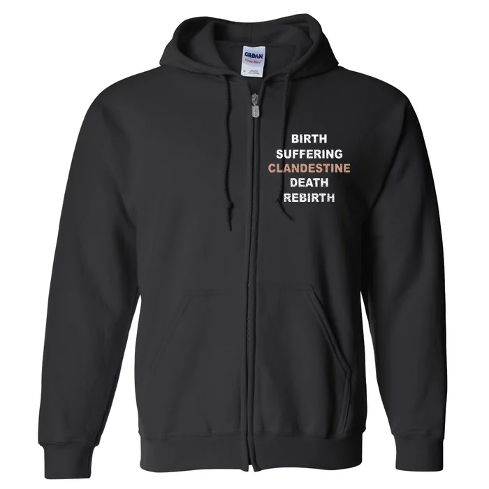 Clandestinerip Birth Suffering Clandestine Death Rebirth Full Zip Hoodie