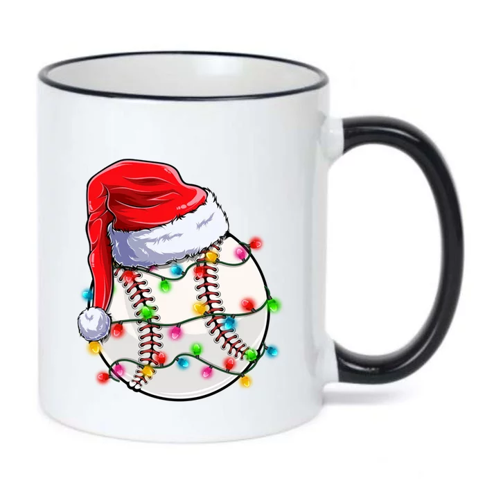 Christmas Baseball Santa Hat Funny Xmas Pajama Cute Gift Black Color Changing Mug