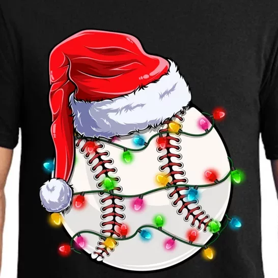 Christmas Baseball Santa Hat Funny Xmas Pajama Cute Gift Pajama Set