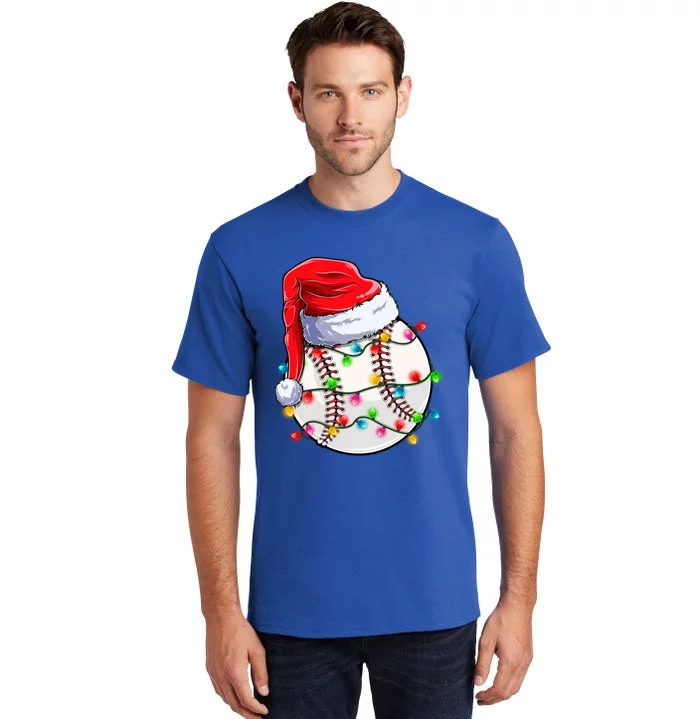 Christmas Baseball Santa Hat Funny Xmas Pajama Cute Gift Tall T-Shirt