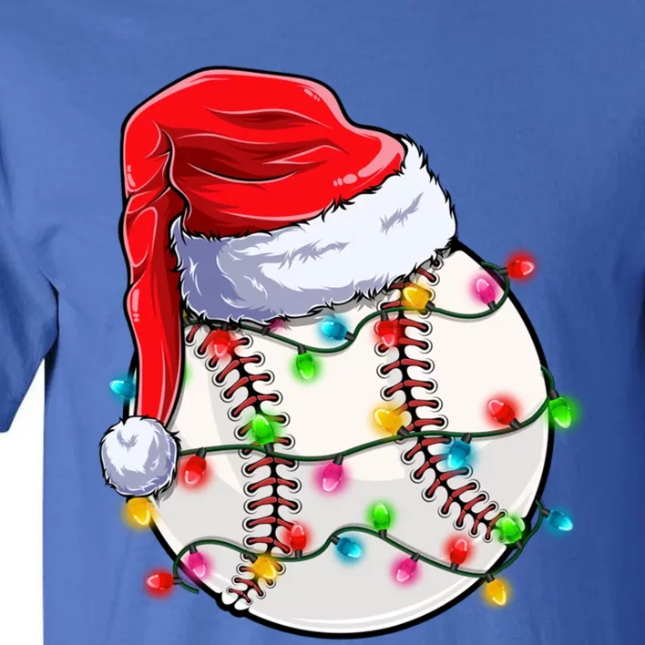 Christmas Baseball Santa Hat Funny Xmas Pajama Cute Gift Tall T-Shirt