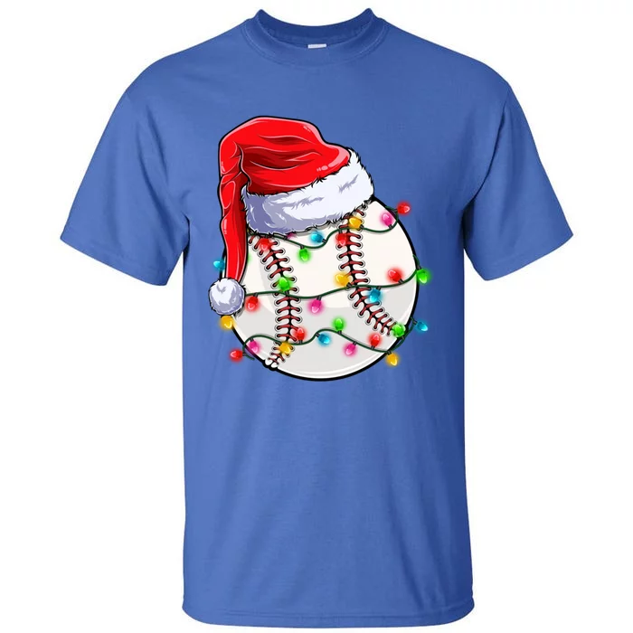 Christmas Baseball Santa Hat Funny Xmas Pajama Cute Gift Tall T-Shirt